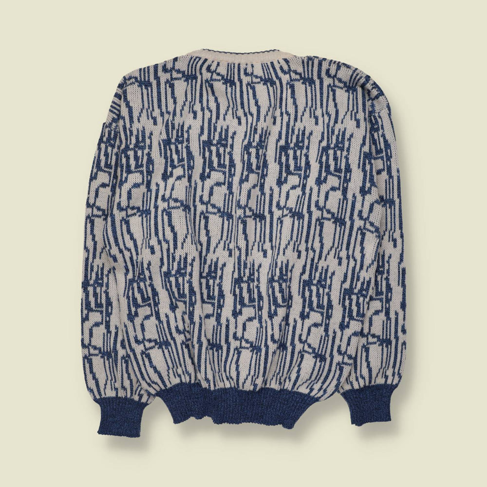 1980s | Maffey | Knit | Blue & Cream - L