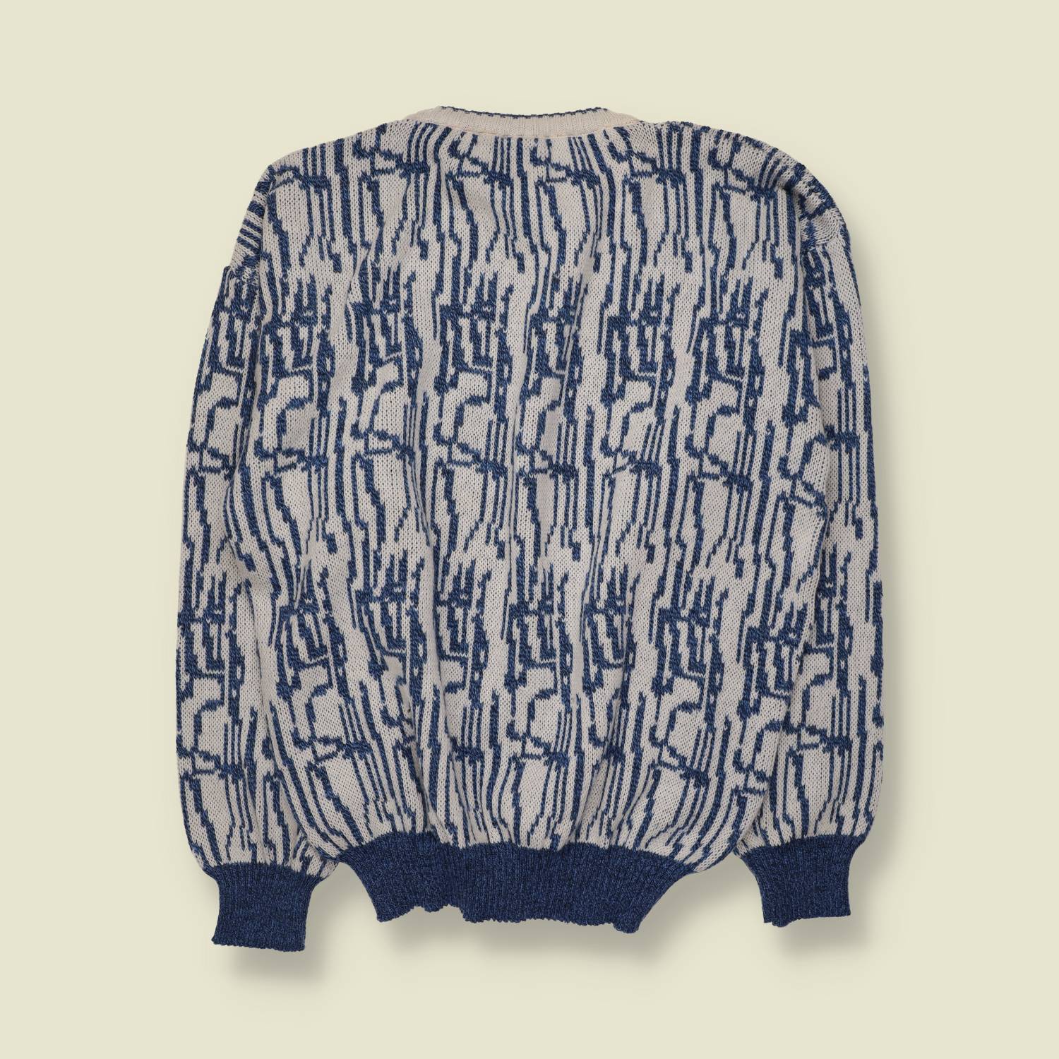 1980s | Maffey | Knit | Blue & Cream - L