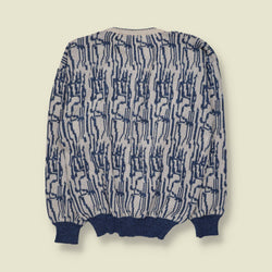 1980s | Maffey | Knit | Blue & Cream - L