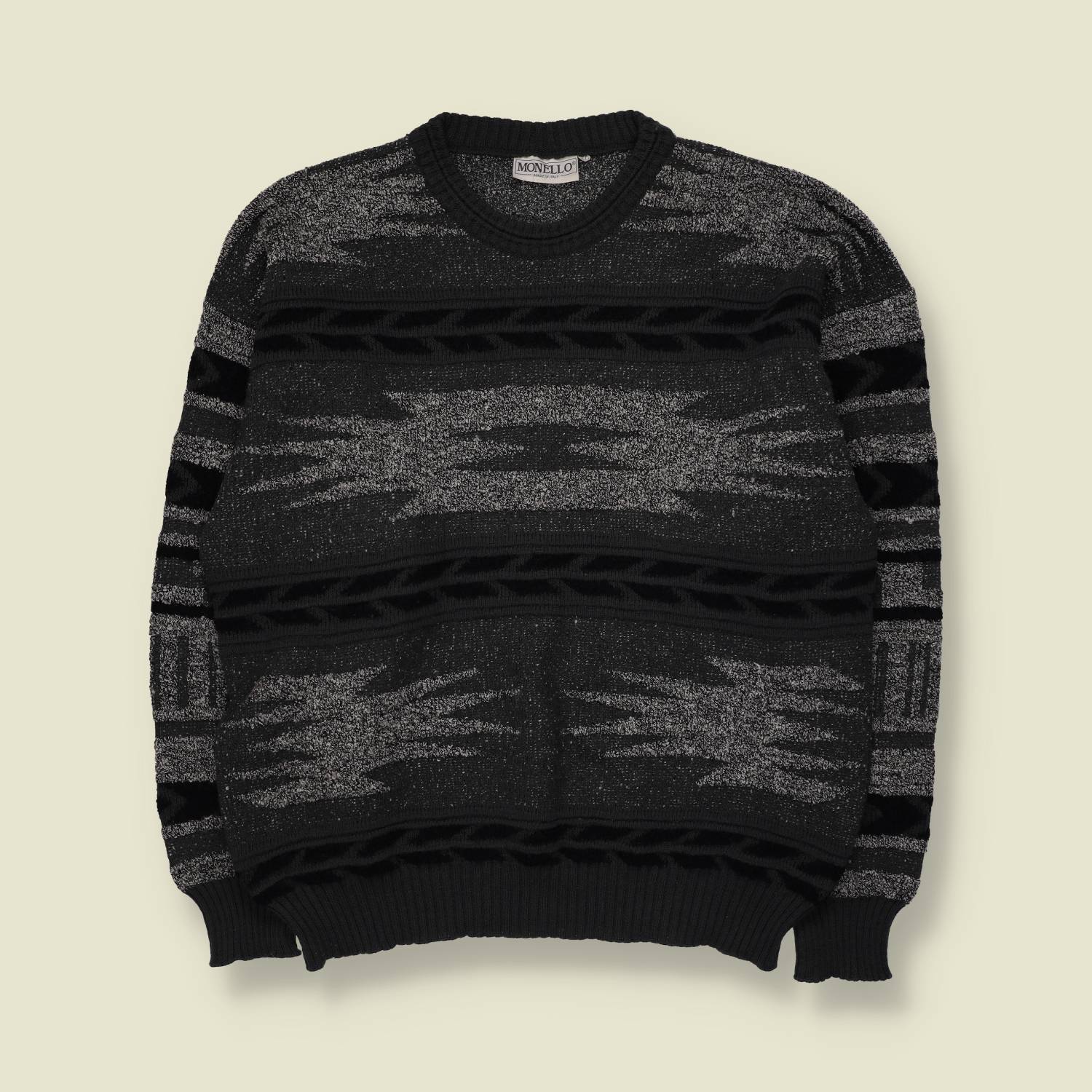 1980s | Monello | Knit | Grey & Black - L