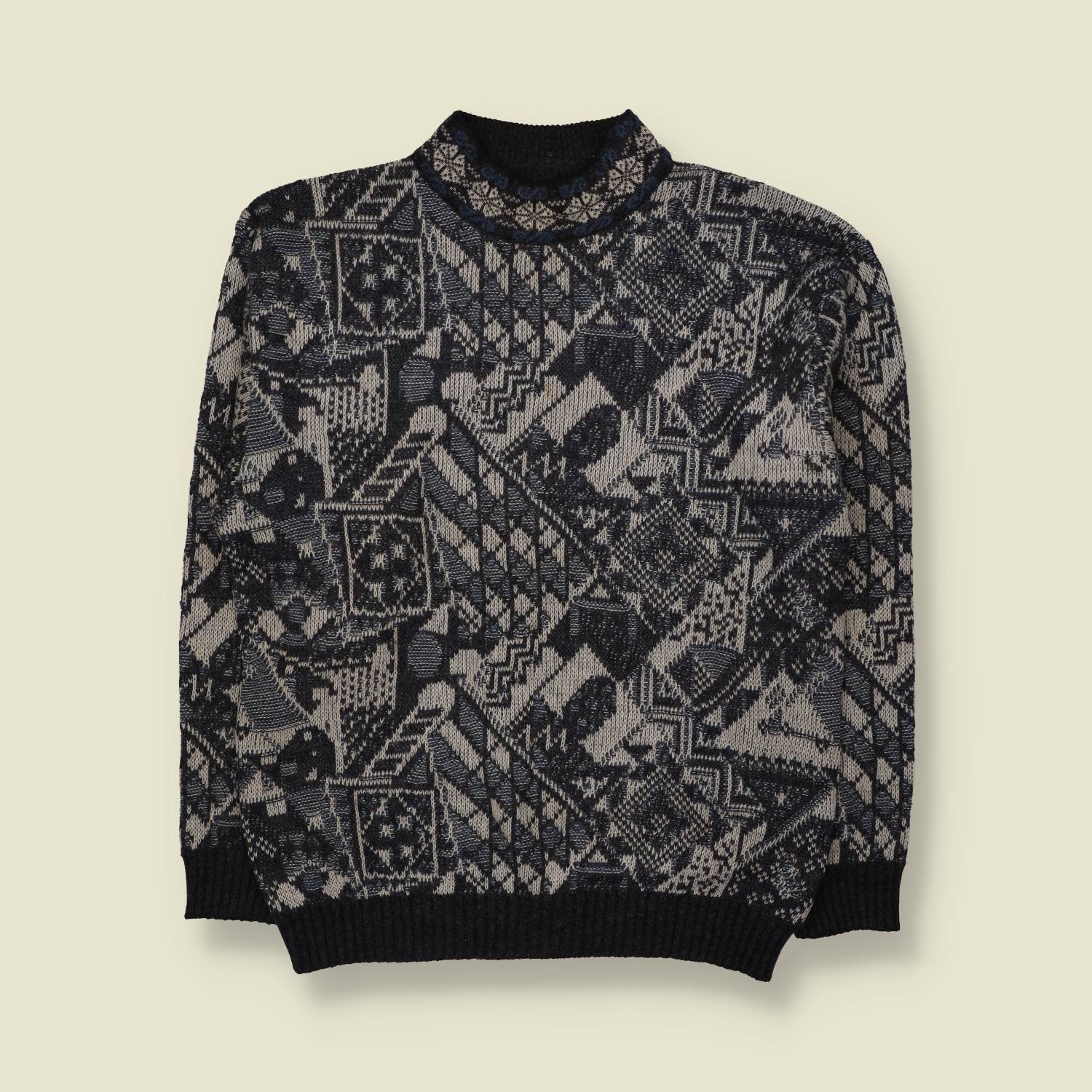 1980s | Knit | Grey & Black - L