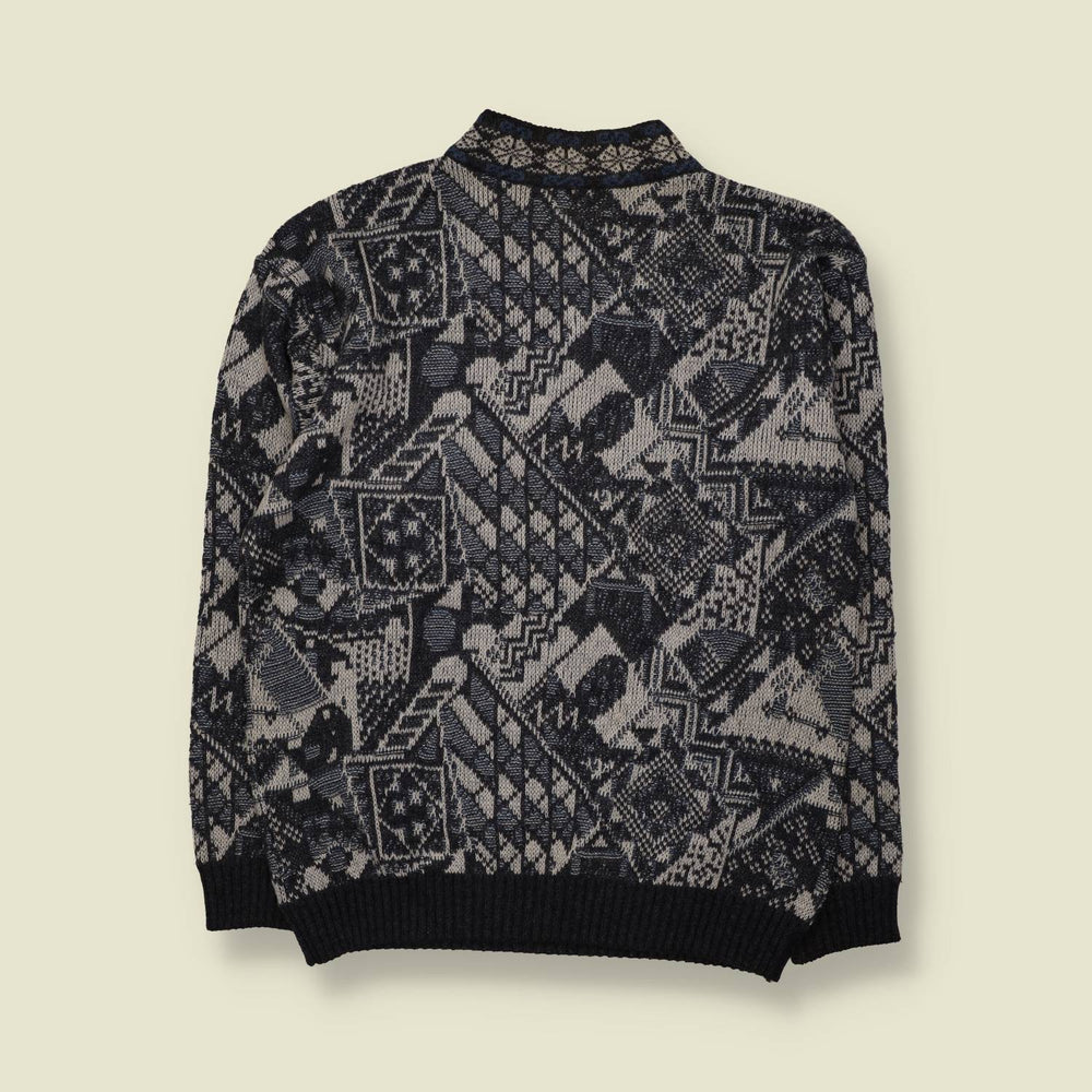 1980s | Knit | Grey & Black - L