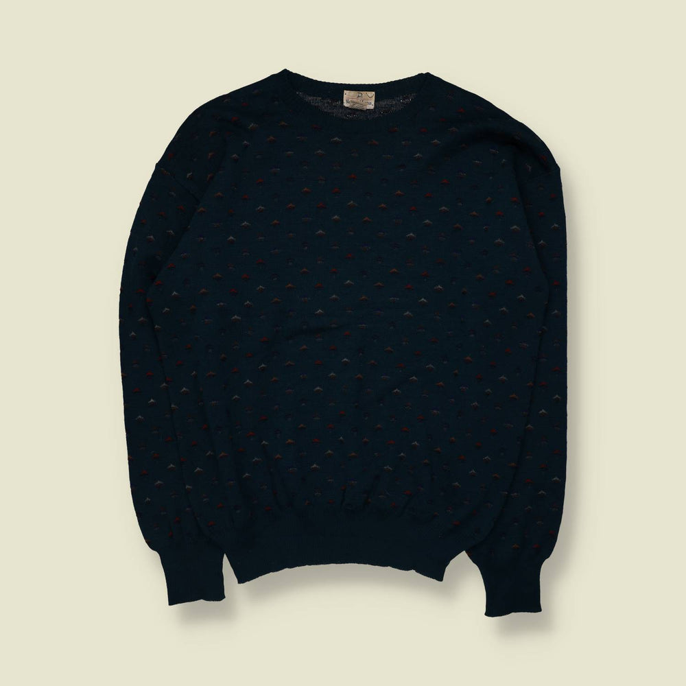 1980s | Neiman Marcus | 100% Wool Knit | Navy - XL