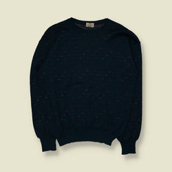 1980s | Neiman Marcus | 100% Wool Knit | Navy - XL