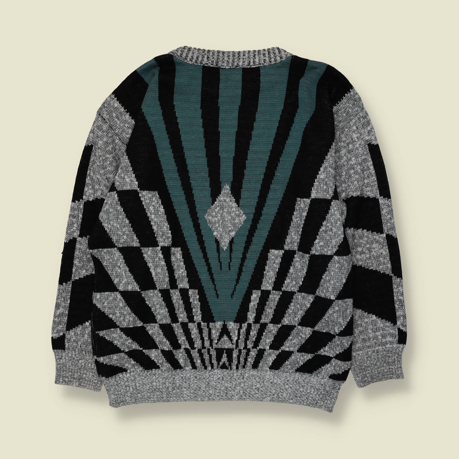 1980s | Knit | Grey & Teal - M