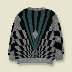 1980s | Knit | Grey & Teal - M