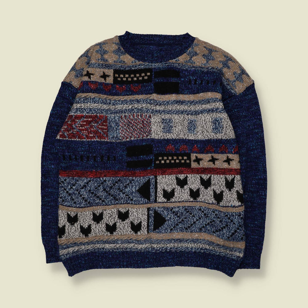 1980s | Knit | Blue Multi - M