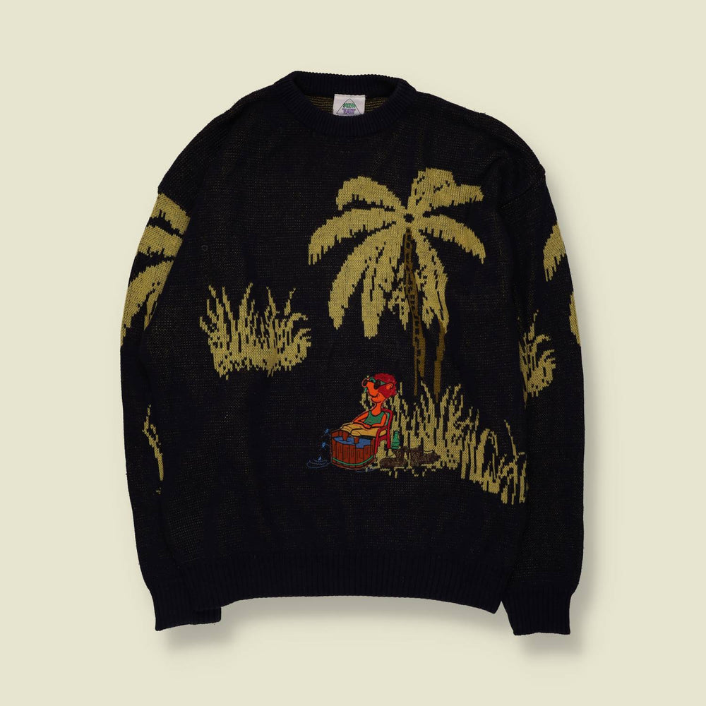 1980s | New Fast | Novelty Knit | Black - L