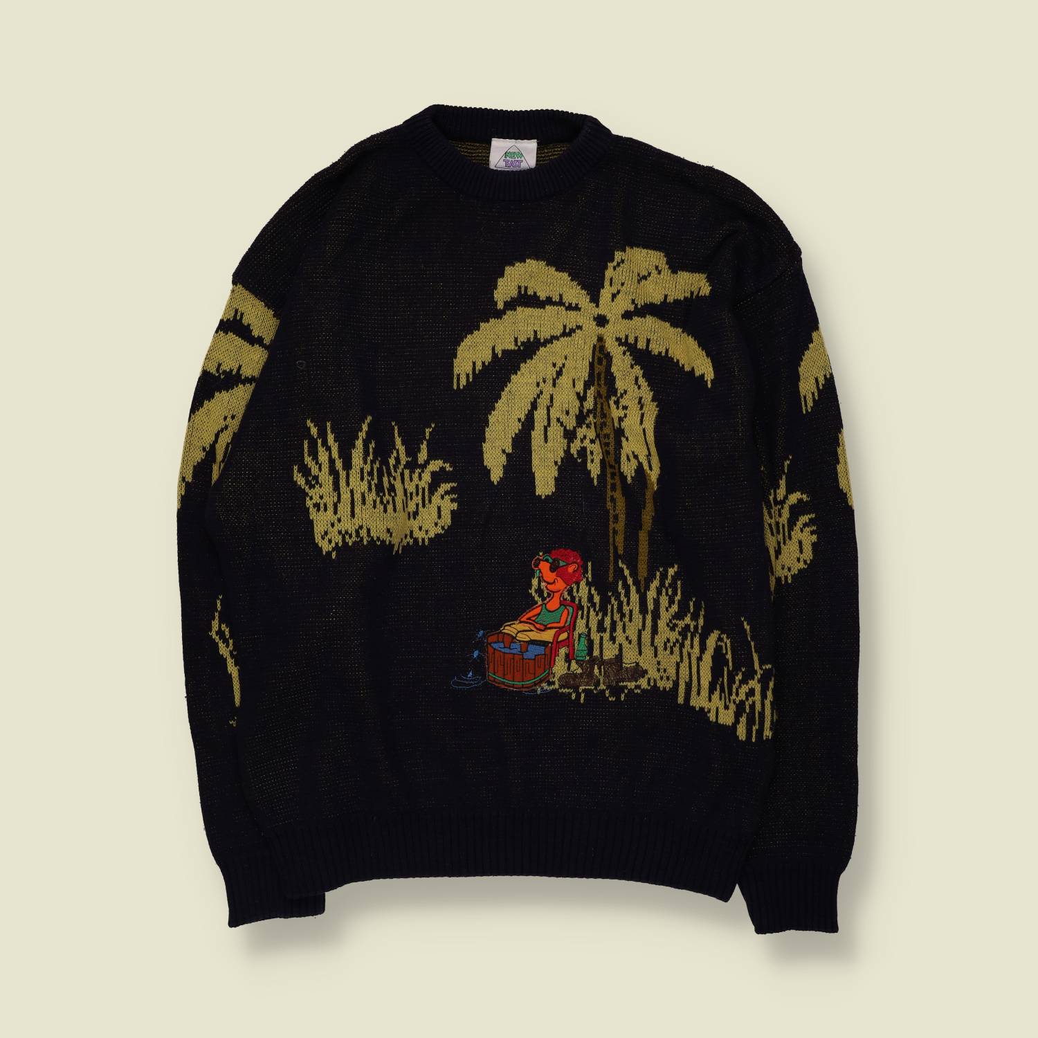 1980s | New Fast | Novelty Knit | Black - L