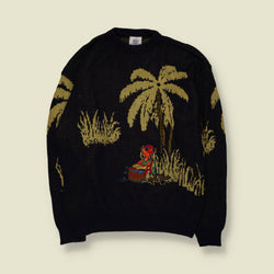 1980s | New Fast | Novelty Knit | Black - L