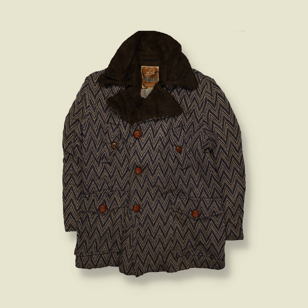 1970s | Khan | Chevron Pattern Padded Coat – S