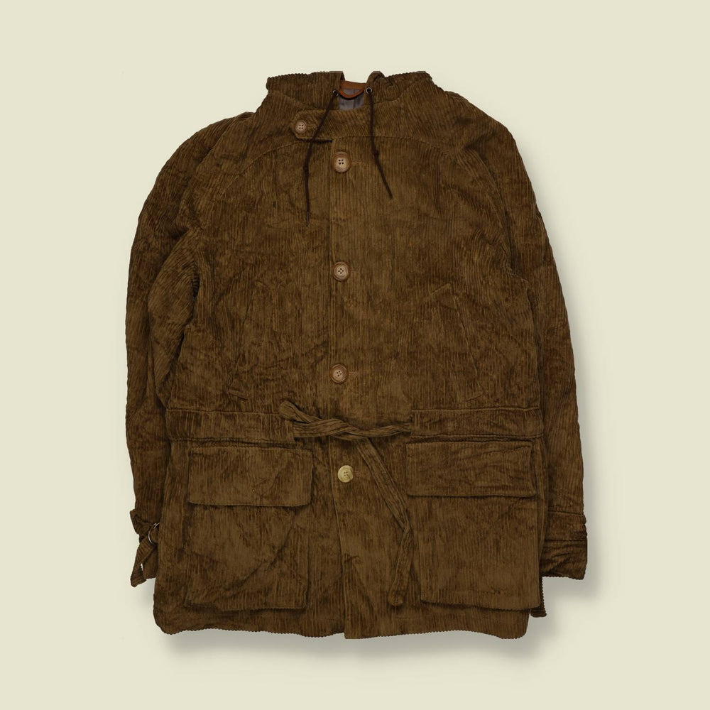 1970s | Unbranded | Belted Hooded Corduroy Jacket – L