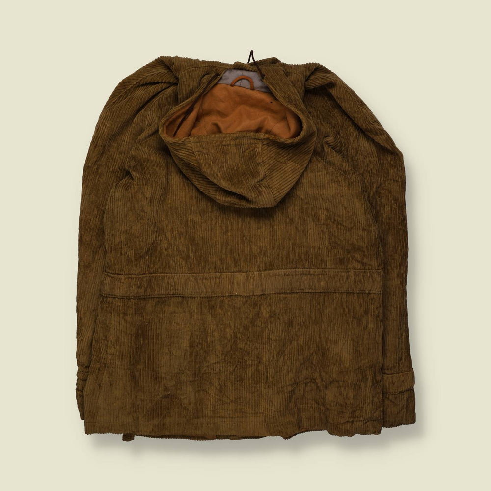 1970s | Unbranded | Belted Hooded Corduroy Jacket – L