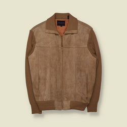1970s | Van Heusen | Leather And Knit Zip Jacket – S
