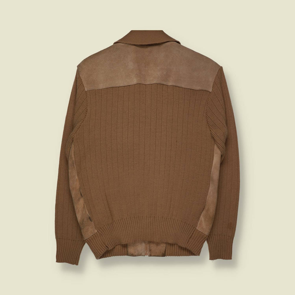 1970s | Van Heusen | Leather And Knit Zip Jacket – S