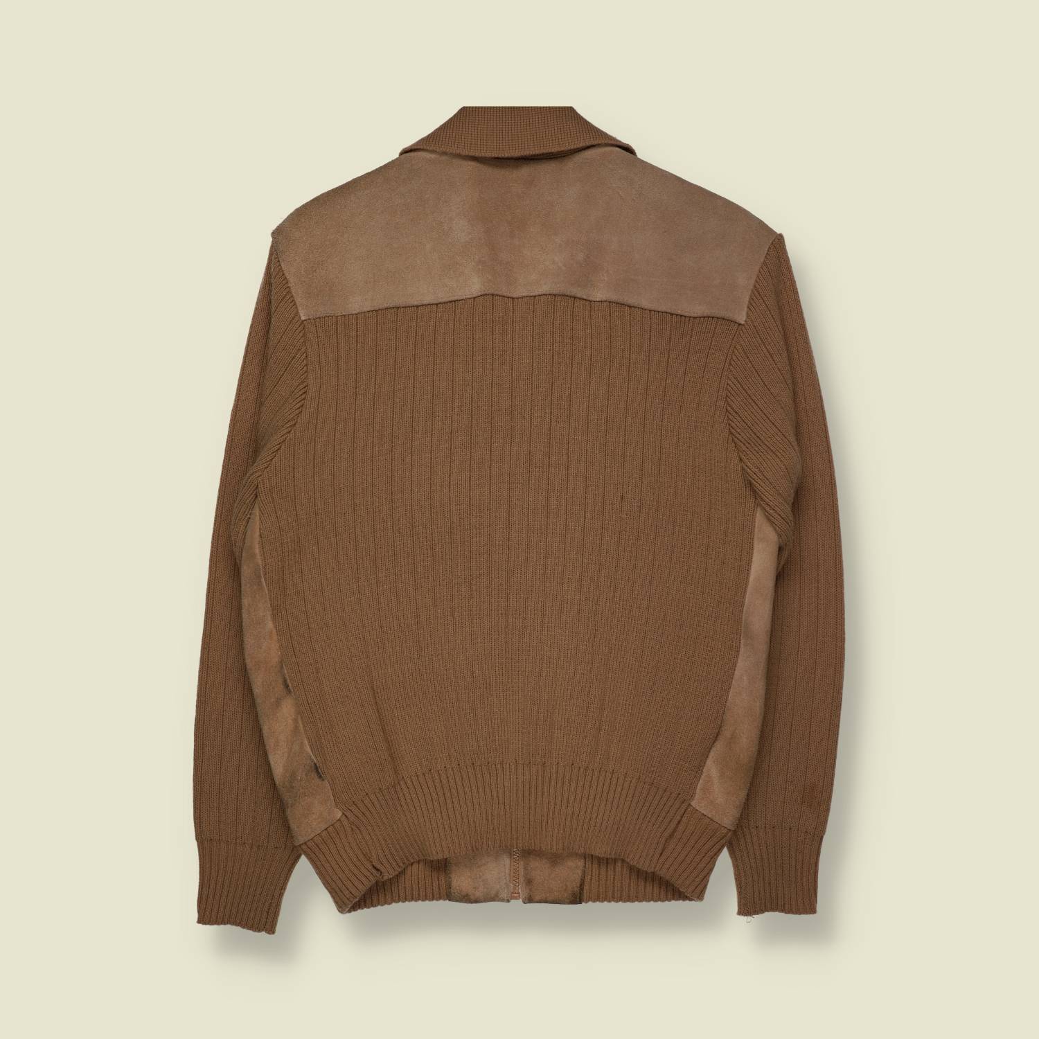 1970s | Van Heusen | Leather And Knit Zip Jacket – S