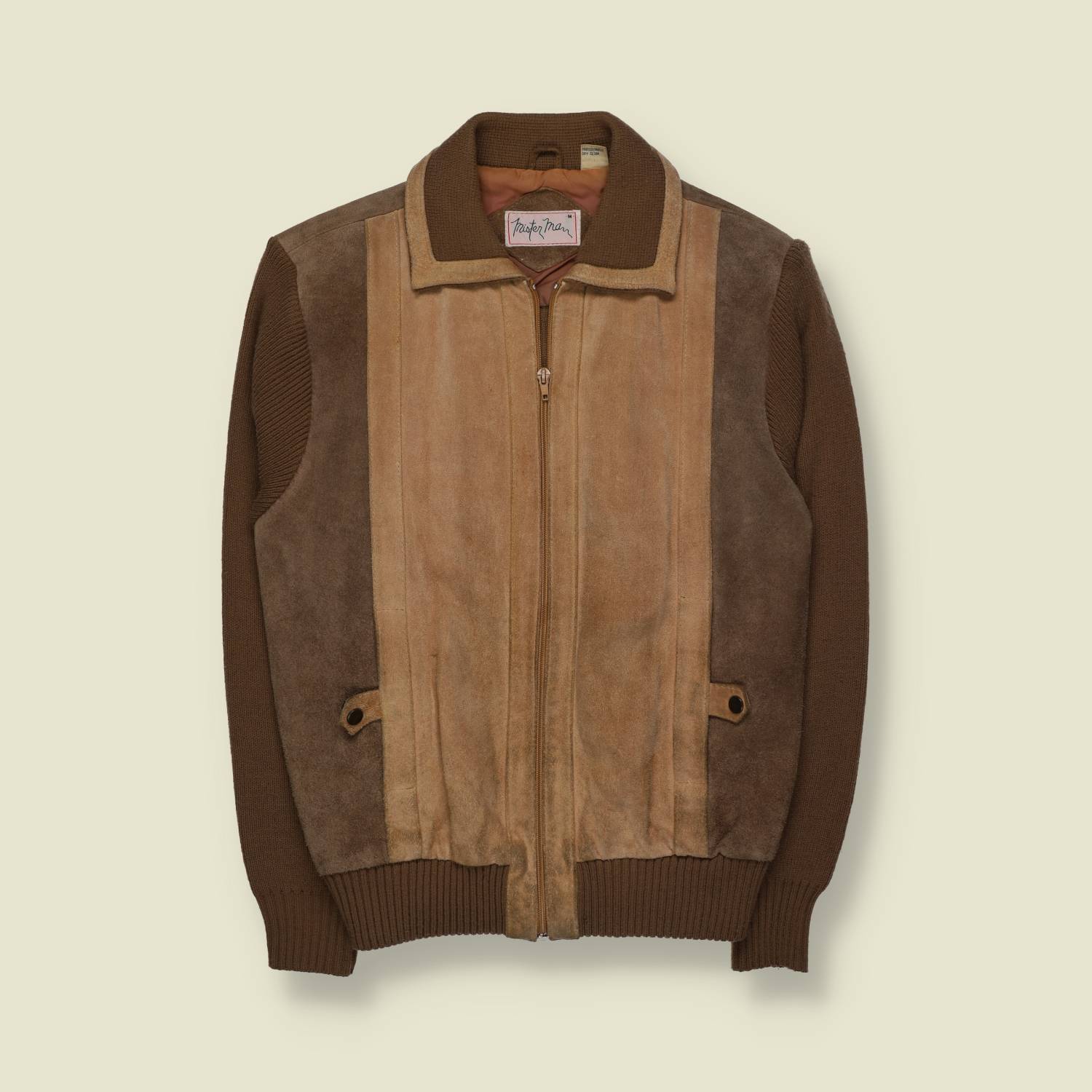 1970s | Mister Man | Zip-Front Leather And Knit Jacket – XS