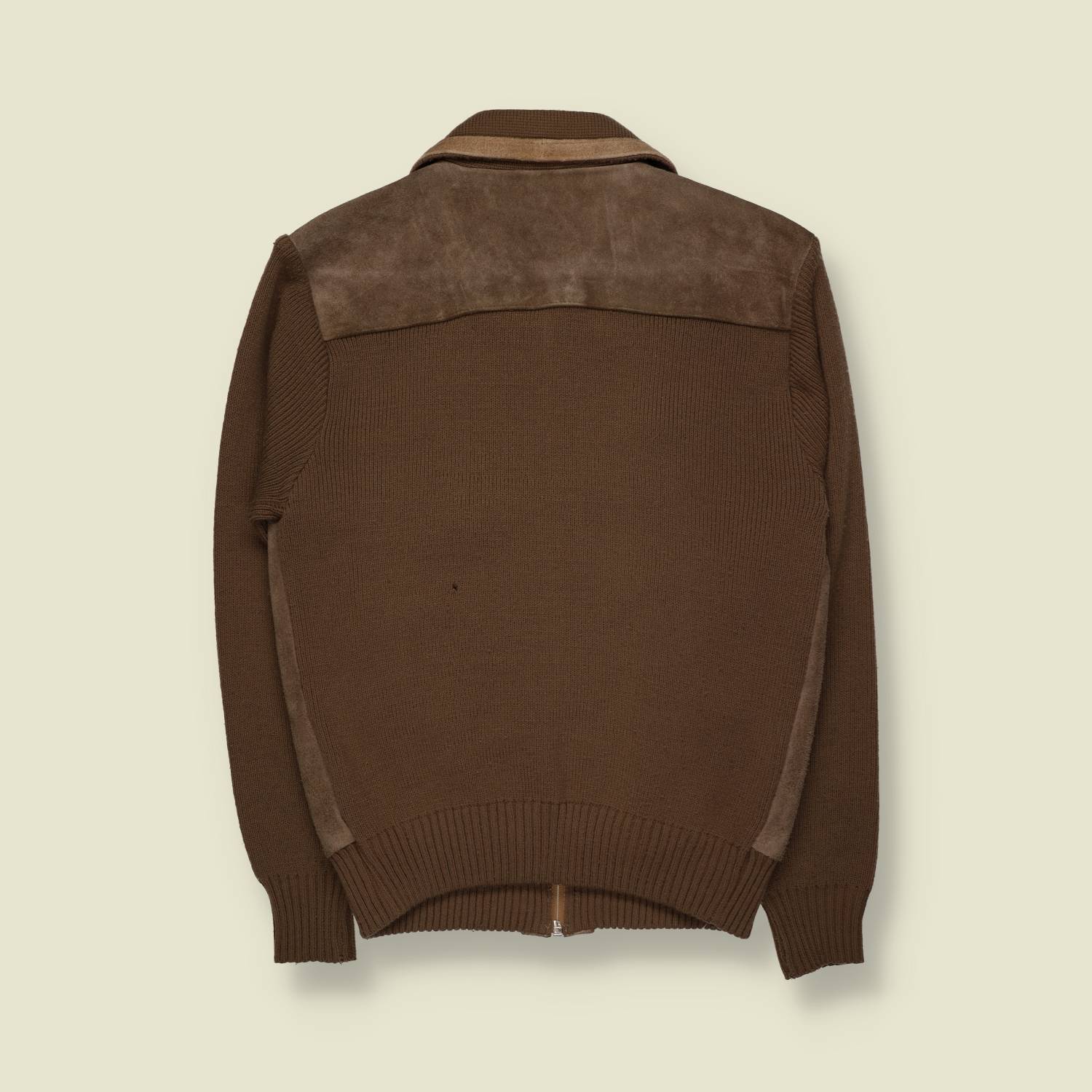 1970s | Mister Man | Zip-Front Leather And Knit Jacket – XS