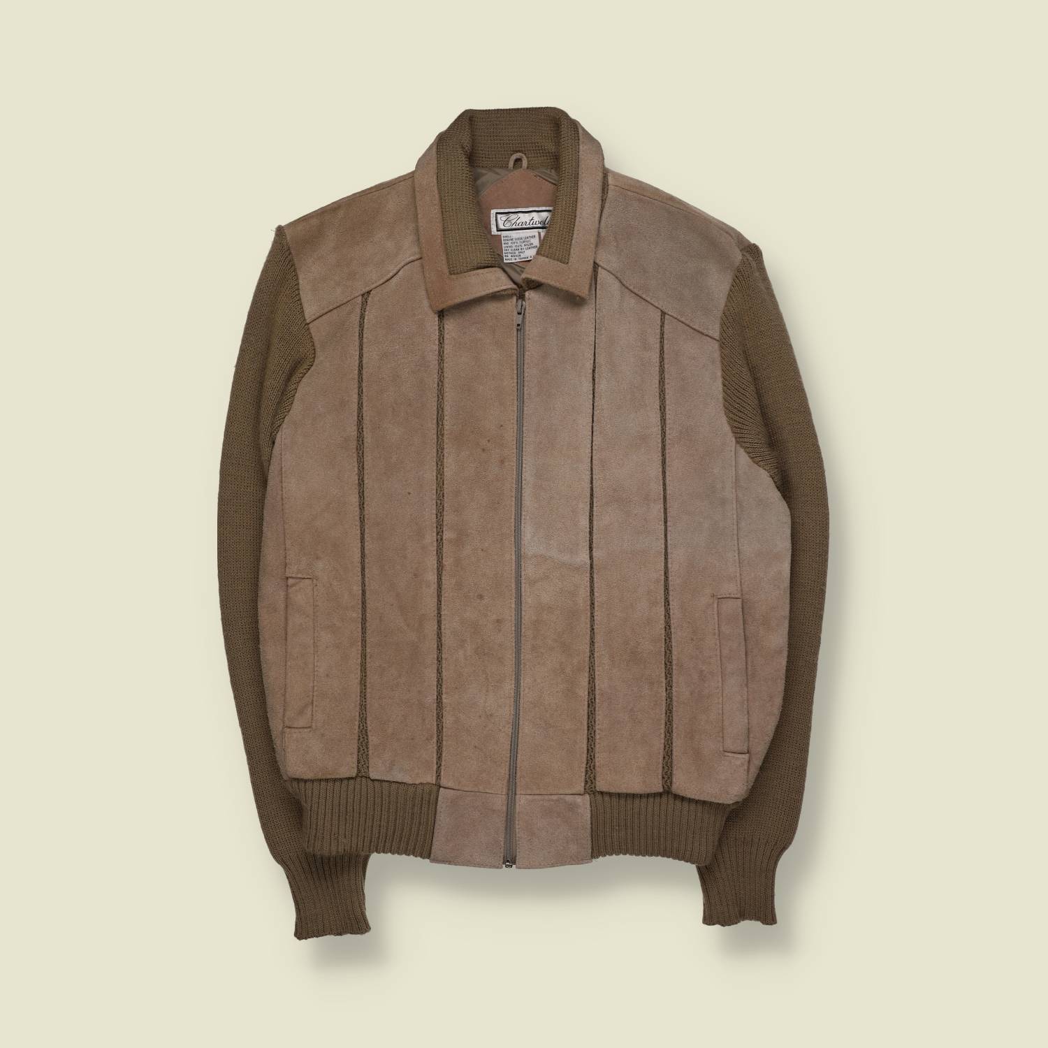 1970s | Chantwell | Zip-Front Leather And Knit Jacket – L