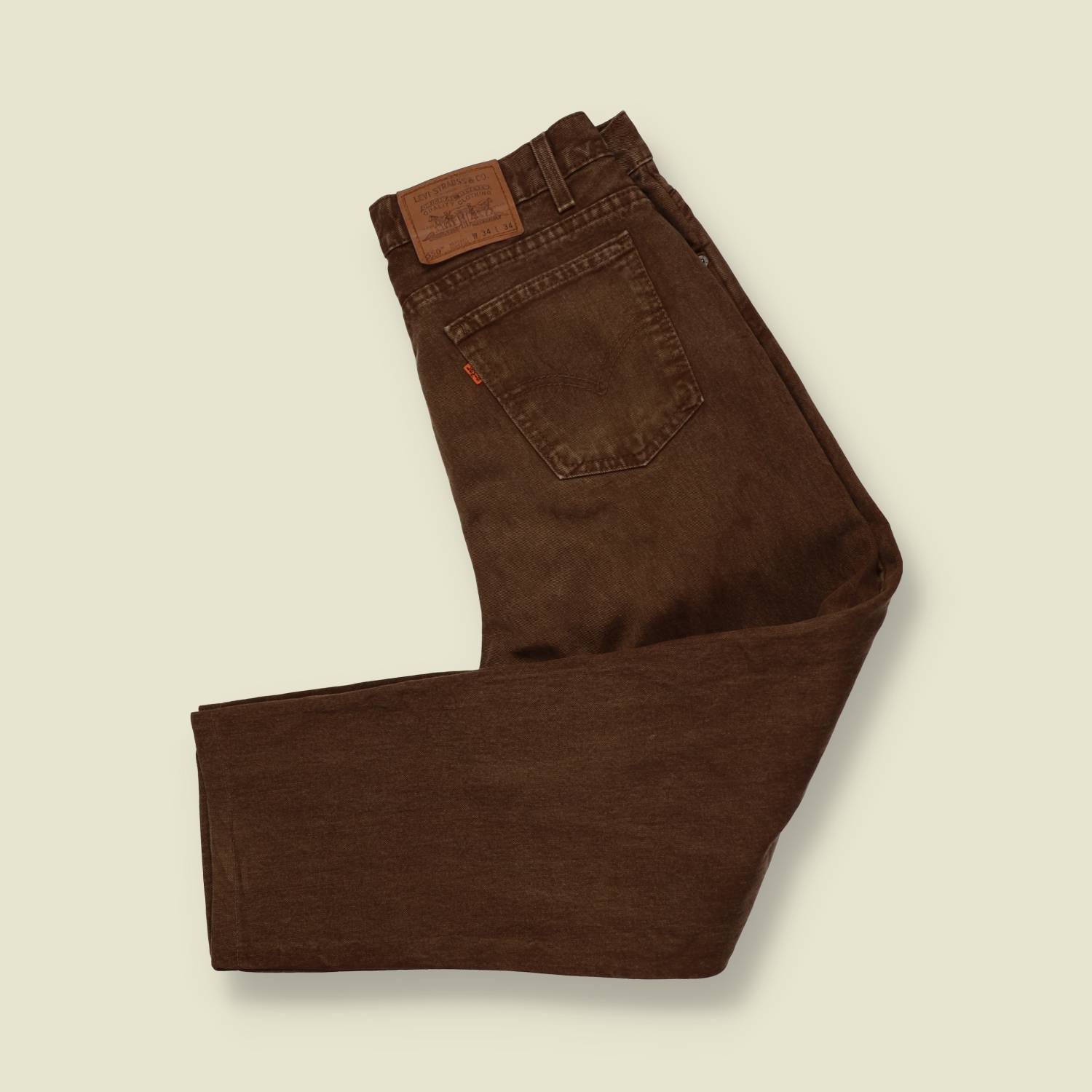 1980s–1990s | Levi’s 550 | Orange Tab | Straight Leg Jeans | Made In USA | Brown - w32