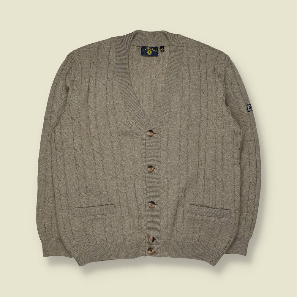 1980s–1990s | Navigare | Button Front Cardigan | Stone – XL