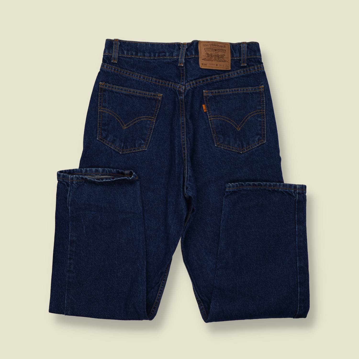 1980s–1990s | Levi’s | Orange Tab | 550 Jeans | Made In USA | Dark Blue - w30