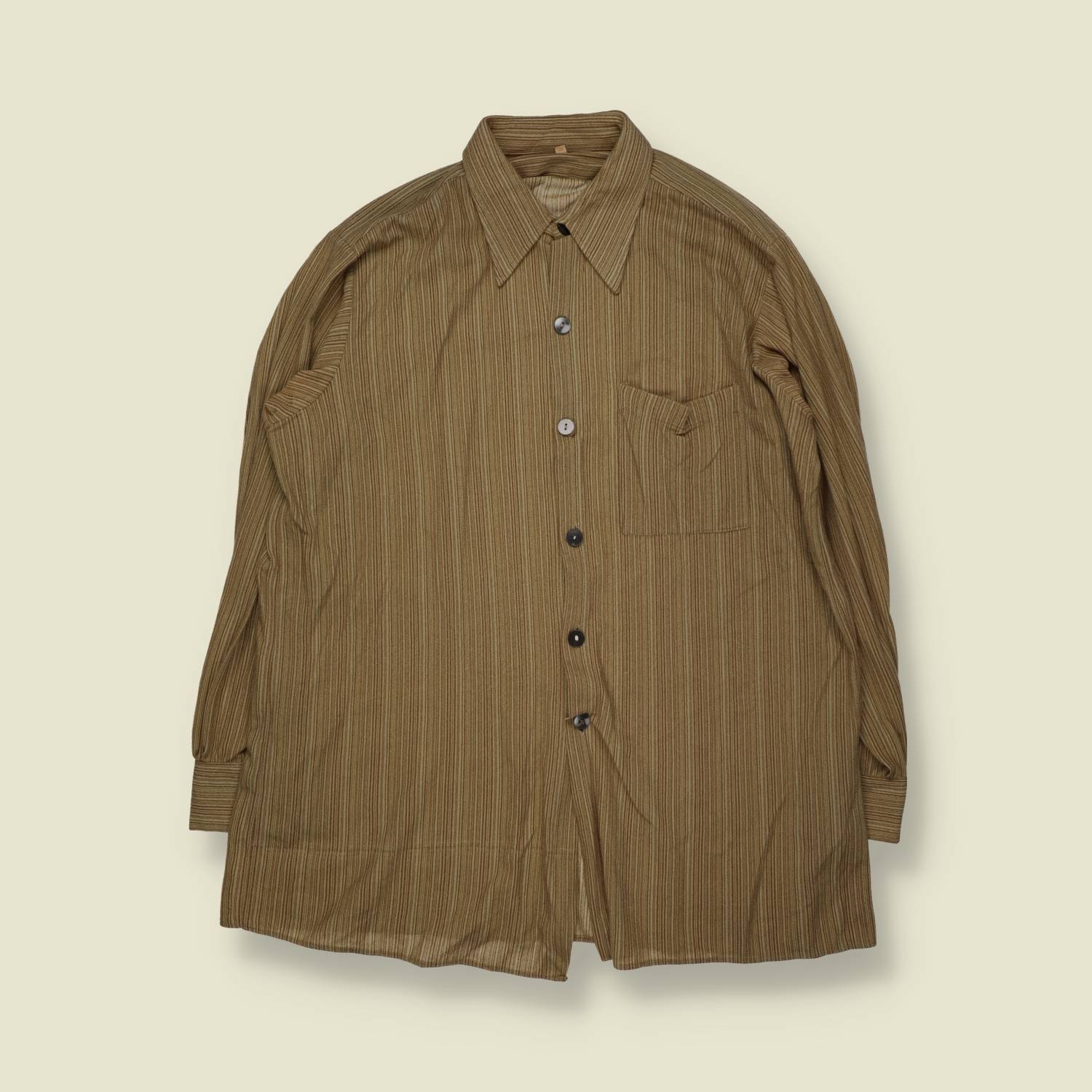 1970s | Long Sleeve Shirt | Vertical Stripe - L