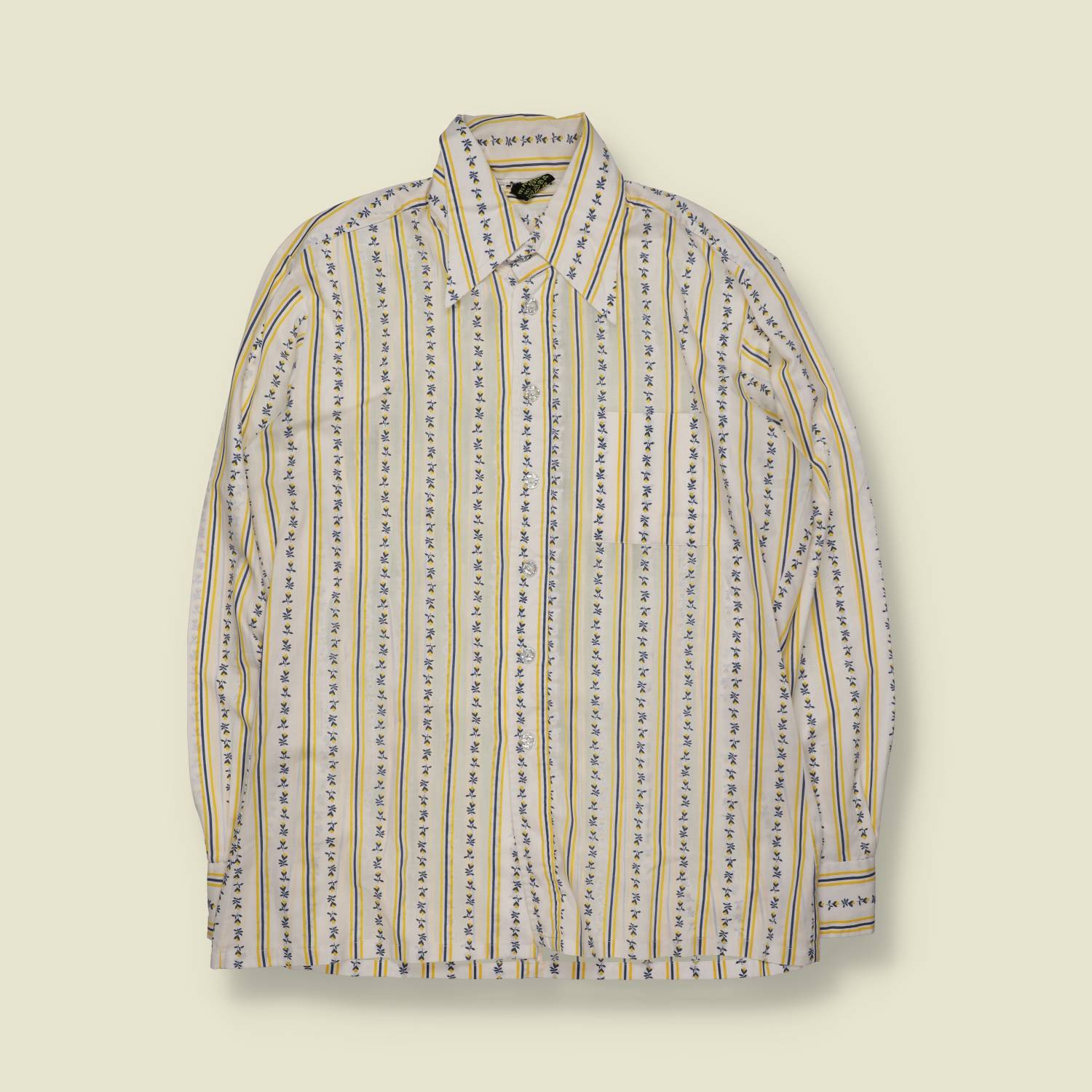 1970s | Stripe & Floral Print Shirt – XL