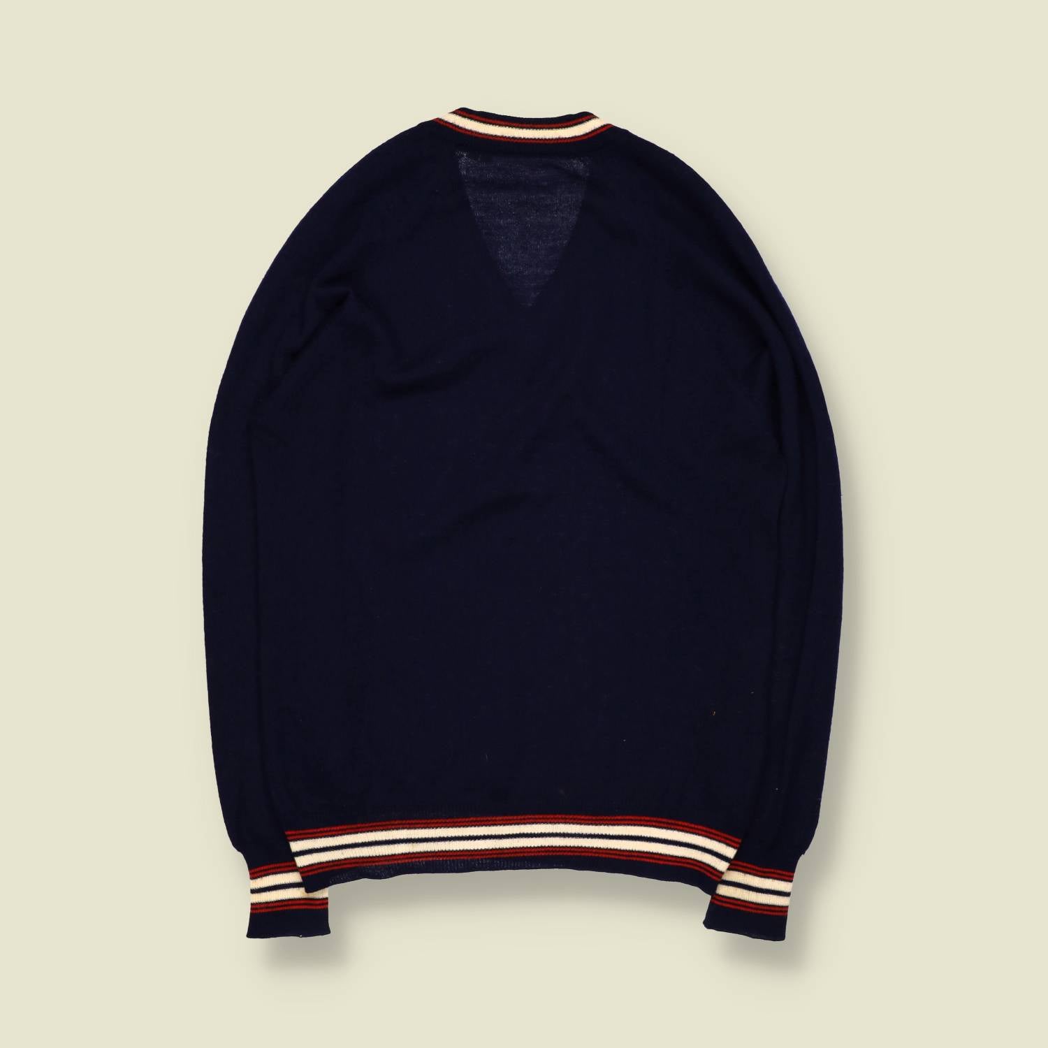 1960s | Fred Perry | V-Neck Jumper | Navy – XXS