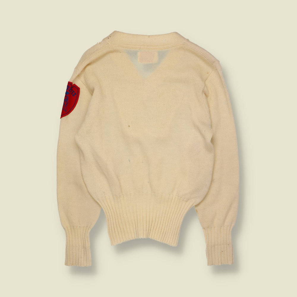 1950s | Varsity Jumper | Cream | Made In USA – XXS