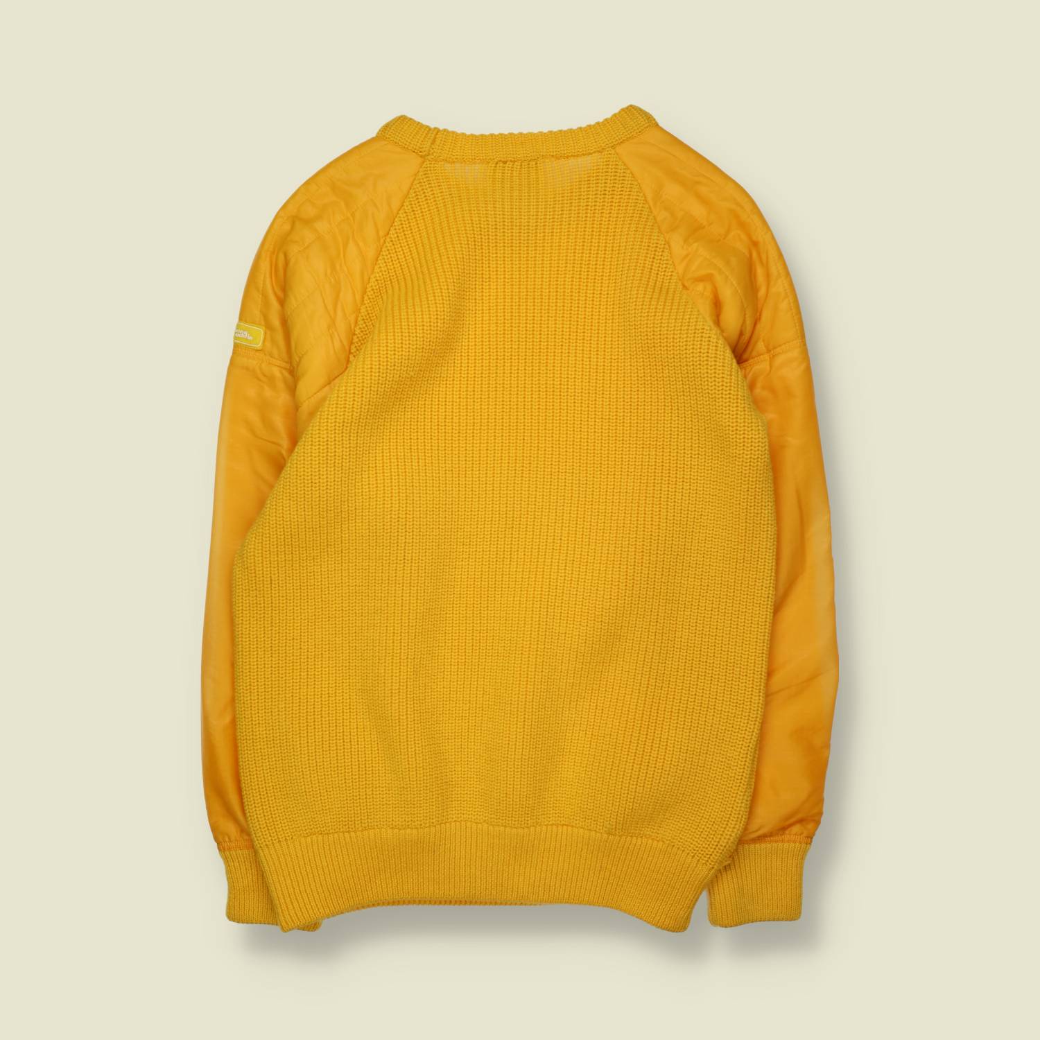 1980s–1990s | Marina Yachting | Knit Jumper With Quilted Sleeves | Yellow – M