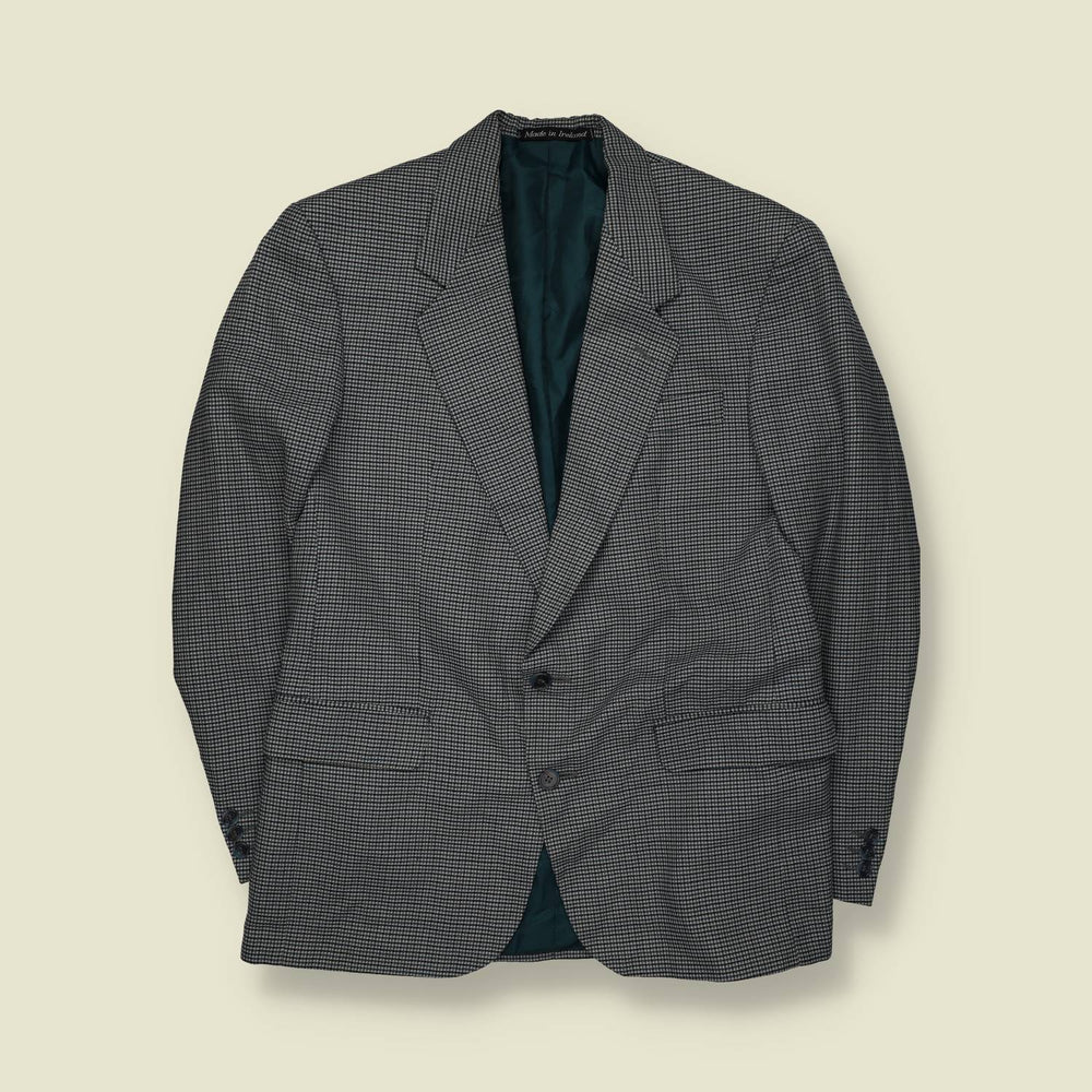 1980s | Cassan | Made in Ireland | Suit Jacket | Grey Micro Check – M