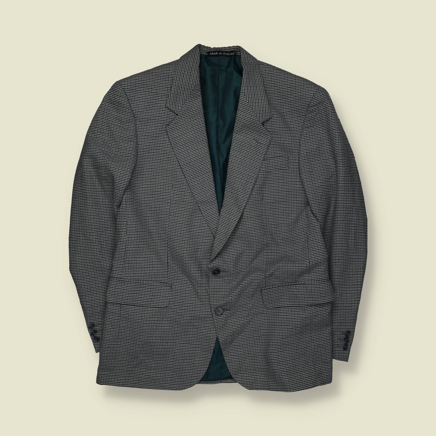 1980s | Cassan | Made in Ireland | Suit Jacket | Grey Micro Check – M