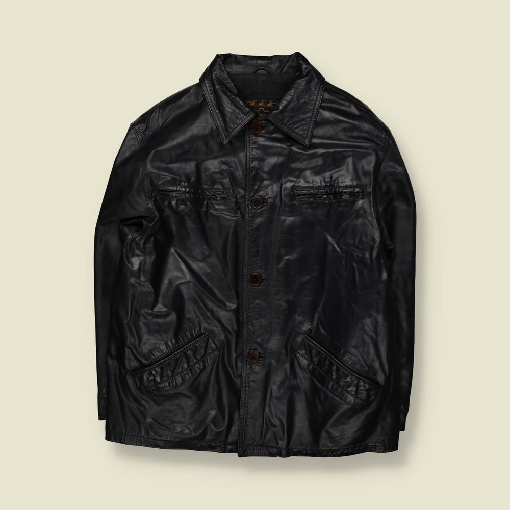 1980s | Made In Italy | Leather Jacket | Black – XL