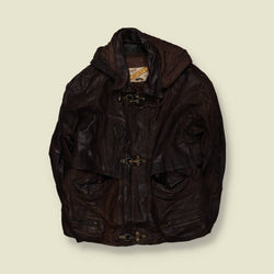 1980s–1990s | Captain G By Gazo | Fireman Clasp Heavy Leather Jacket – L