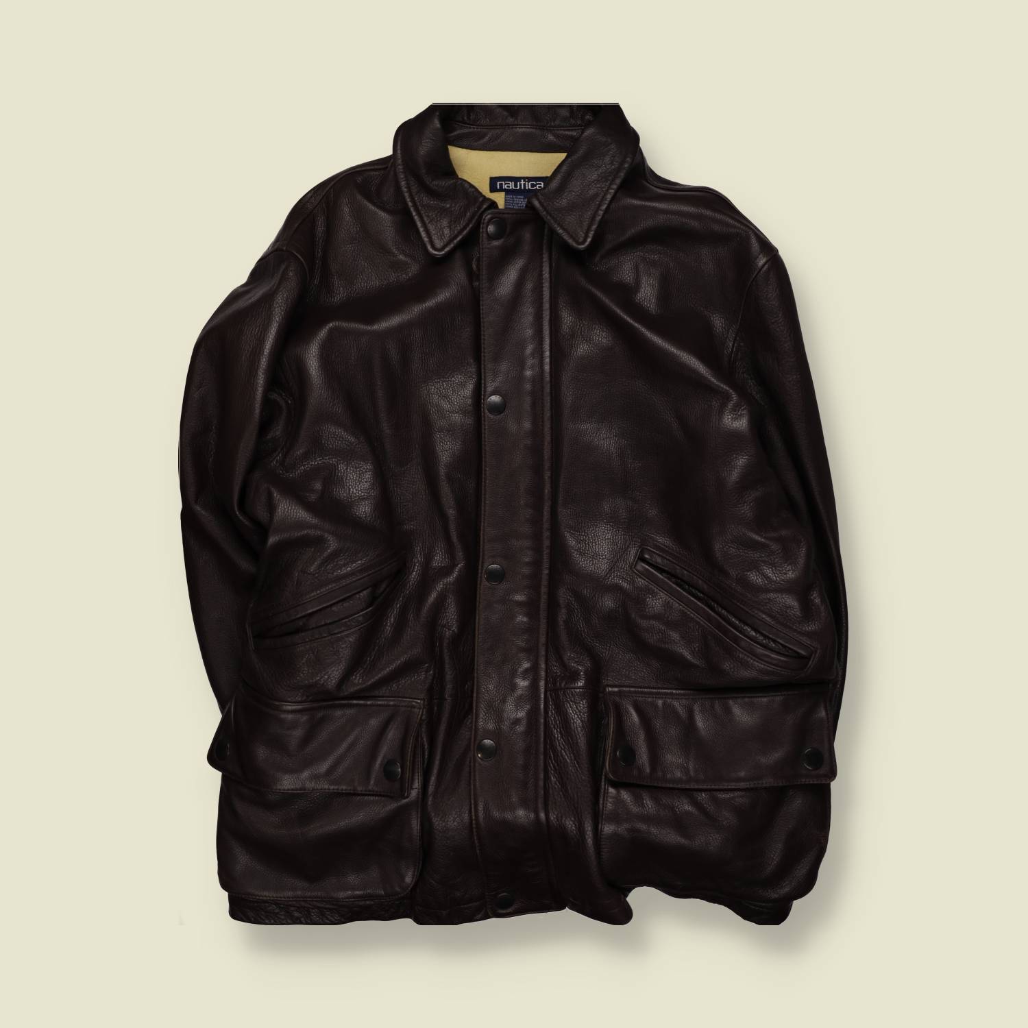 1990s | Nautica | Leather Jacket – XXXXL
