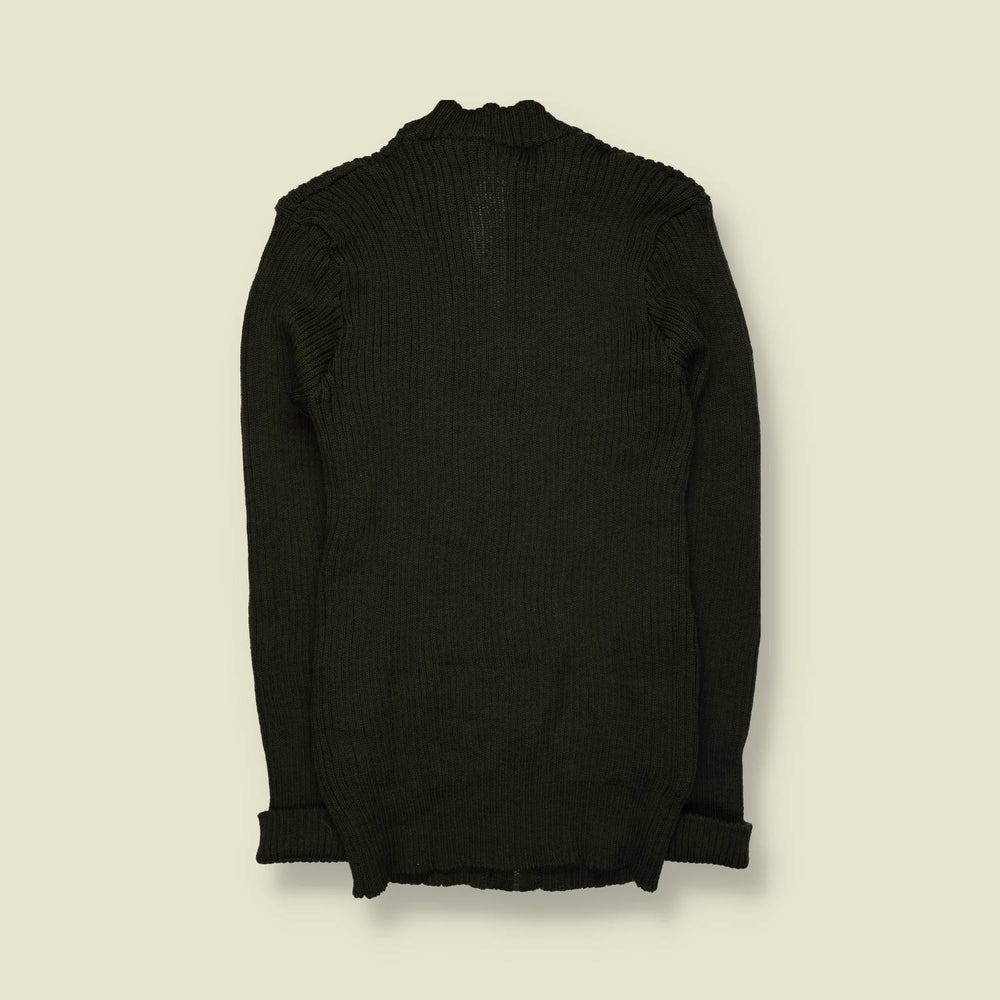 1990s | Ecosse | Military Knit | Olive – Made in Britain – Harris Tweed Details – XS