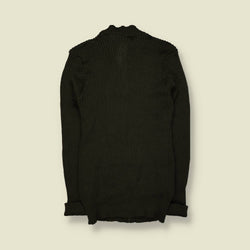 1990s | Ecosse | Military Knit | Olive – Made in Britain – Harris Tweed Details – XS