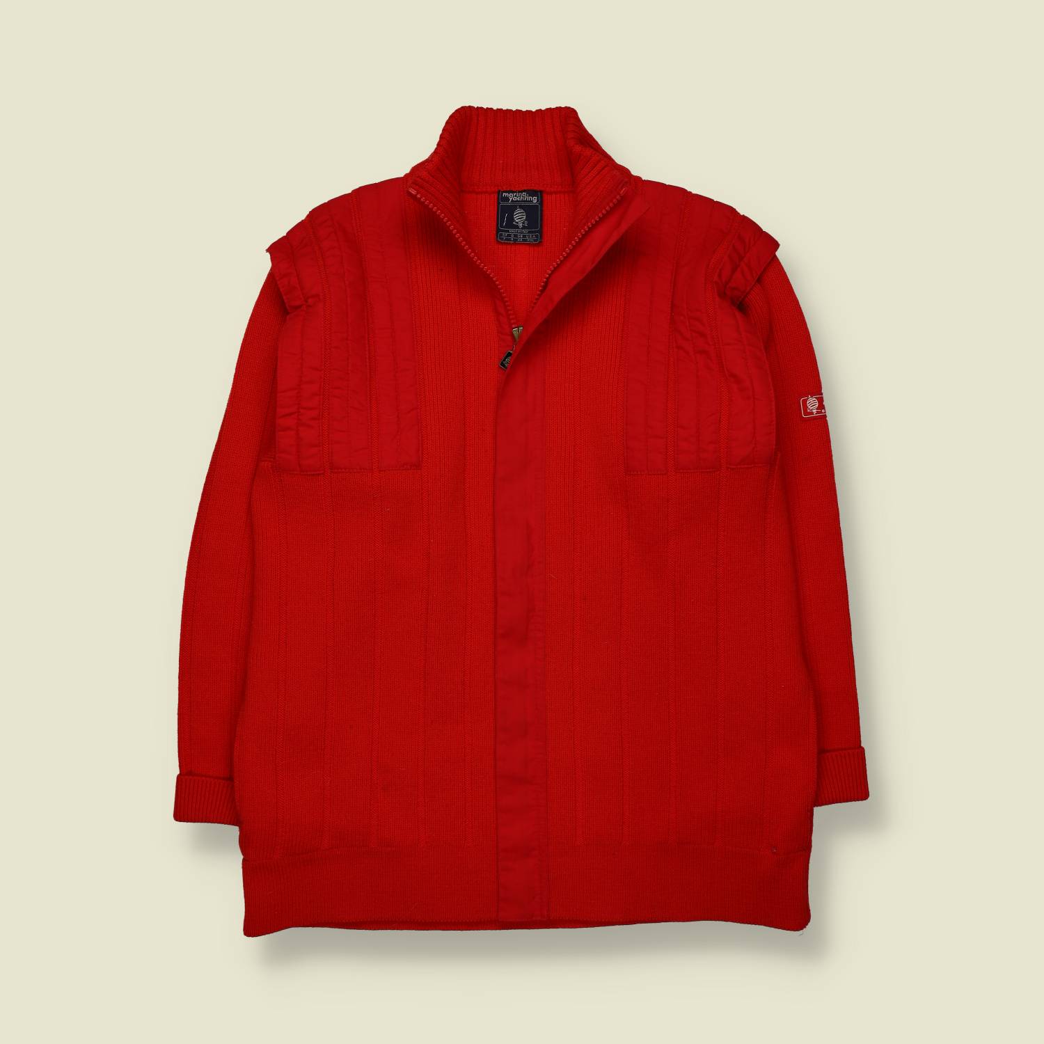 1990s-90s | Made in Italy | Marina Yachting | Full Zip Knit Jacket | Red – M