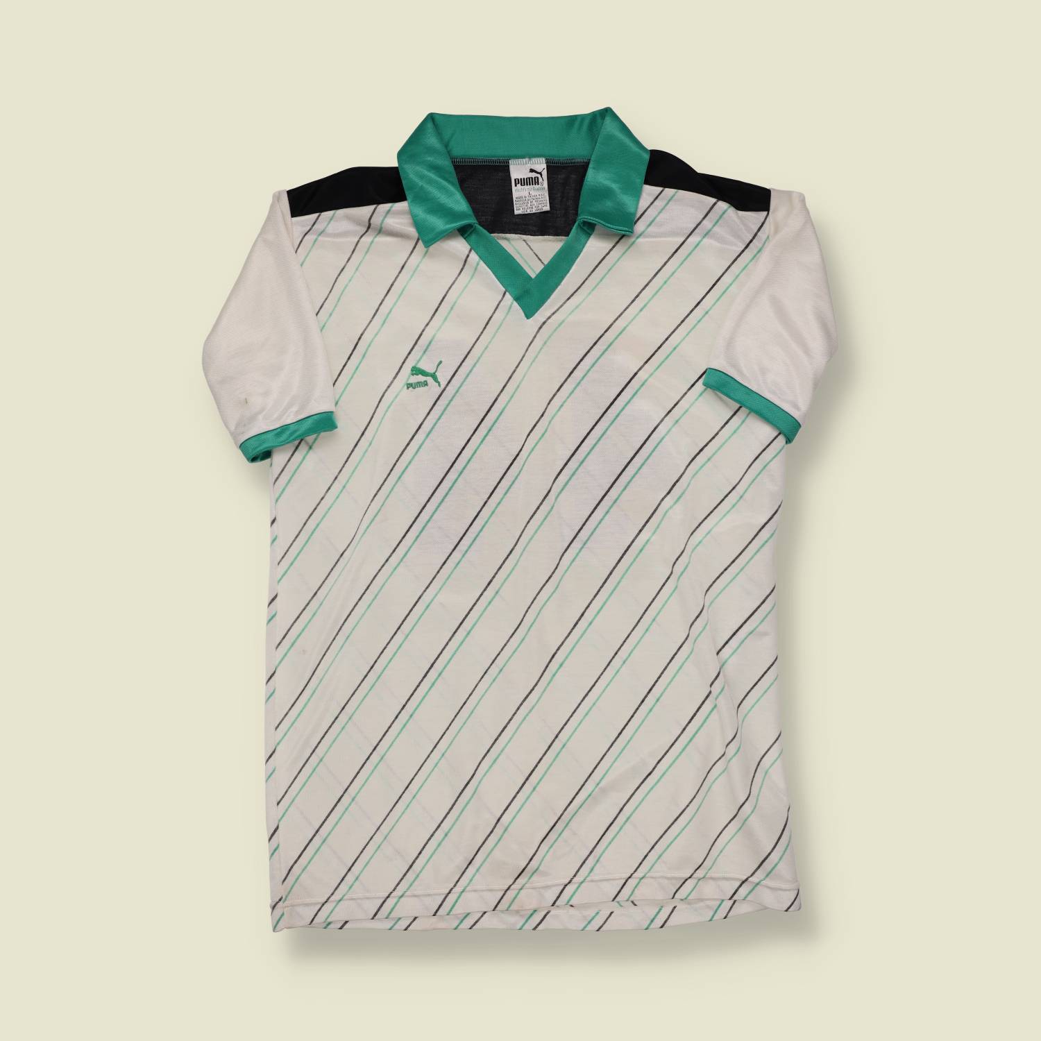 1980s Puma Diagonal Stripe Football Shirt - S
