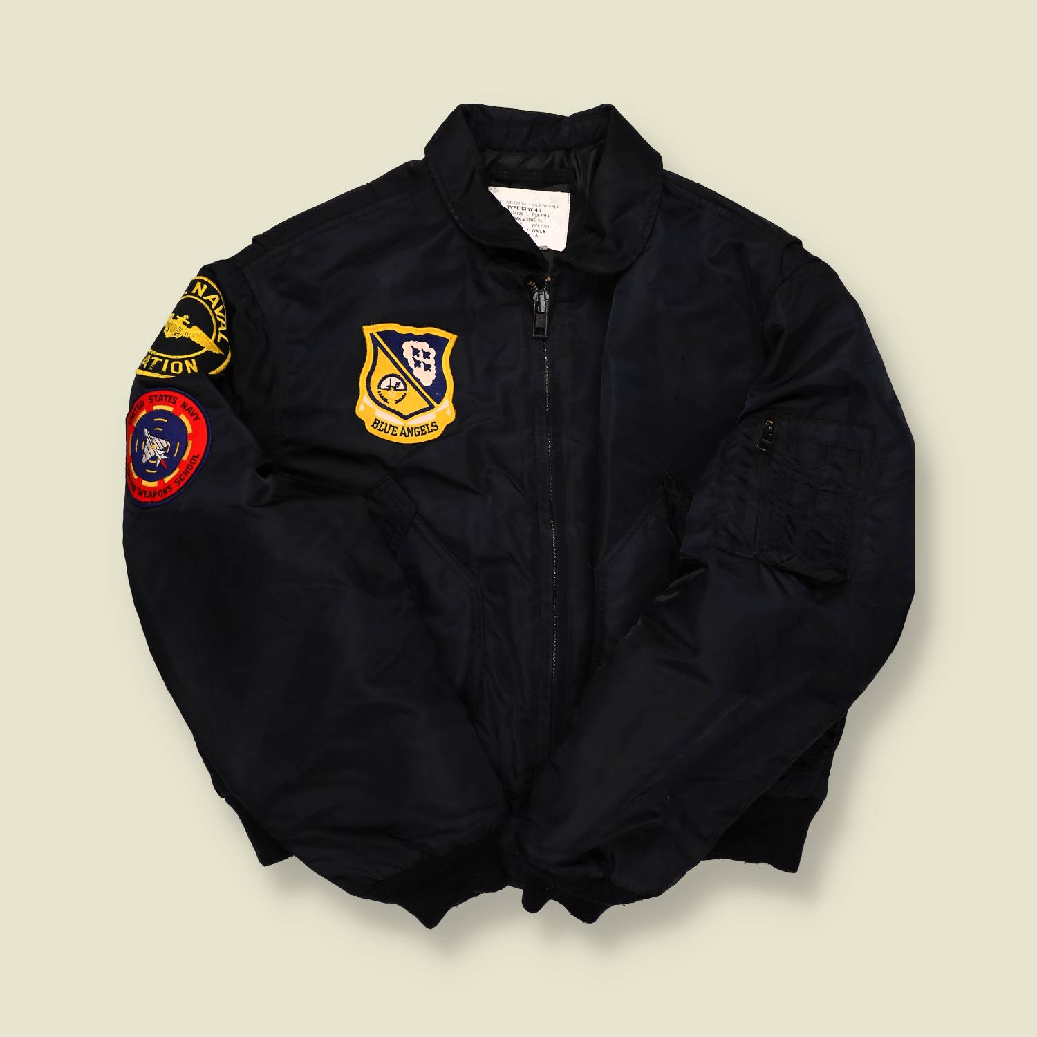 1980s/90s US Navy Blue Angels Patched Flight Jacket - M