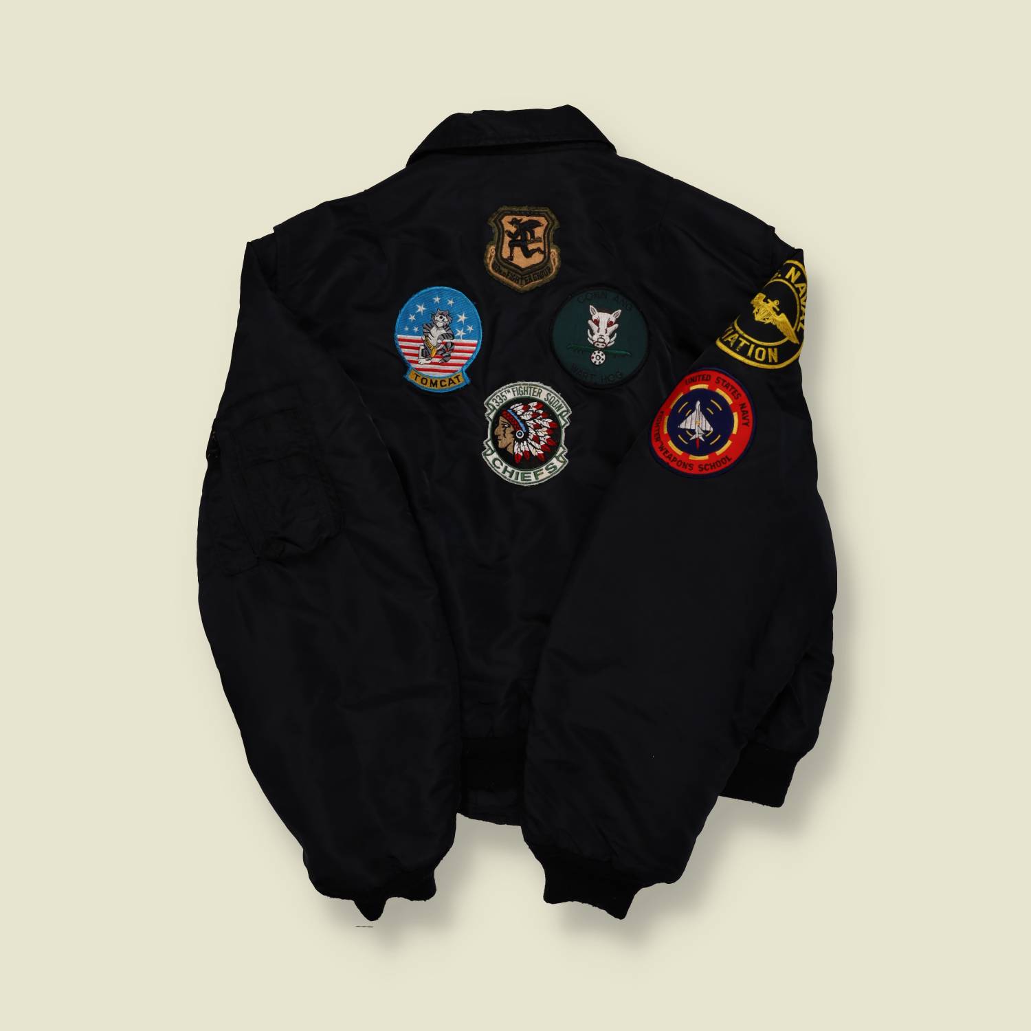 1980s/90s US Navy Blue Angels Patched Flight Jacket - M