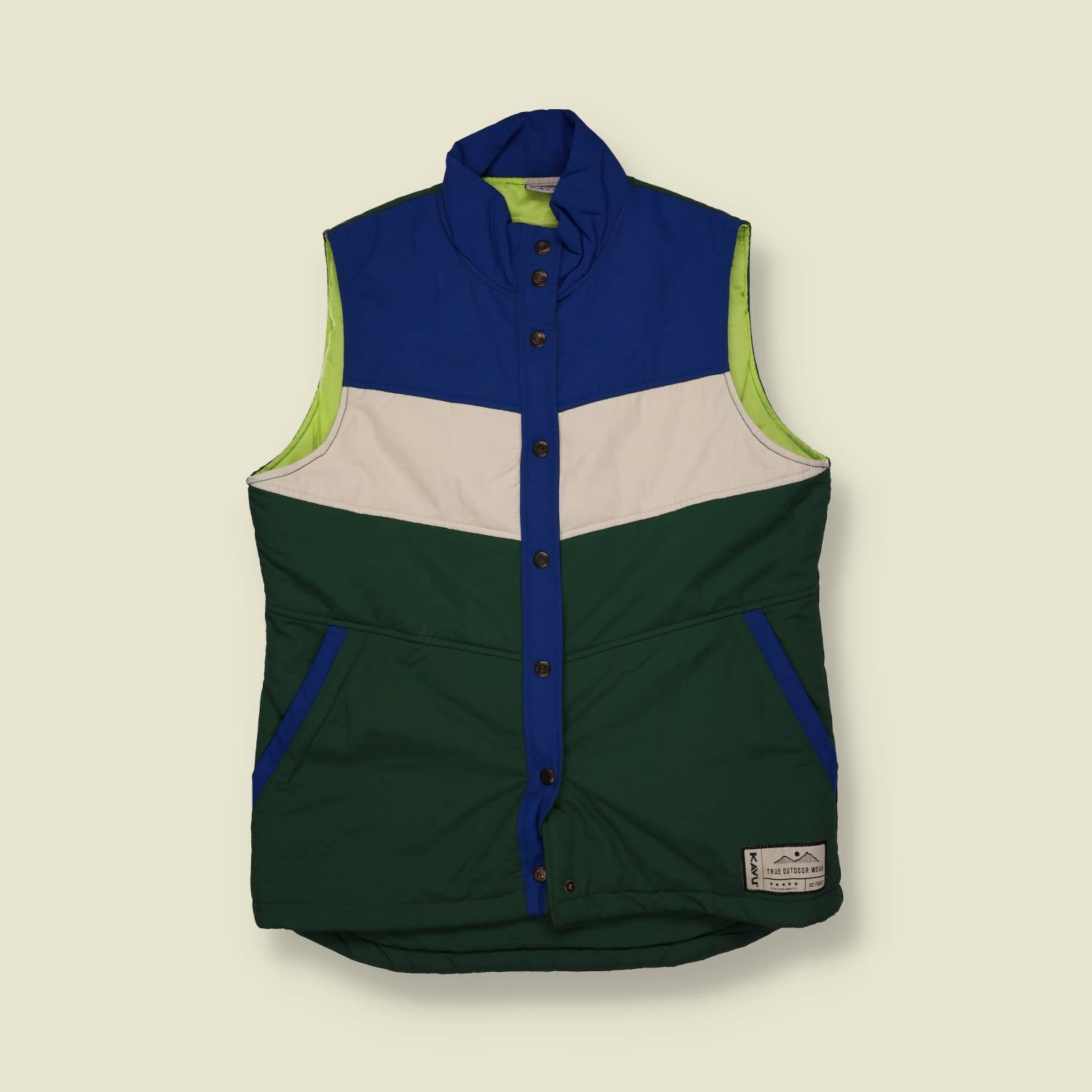 1990s KAVU Colour Block Puffer Vest - S