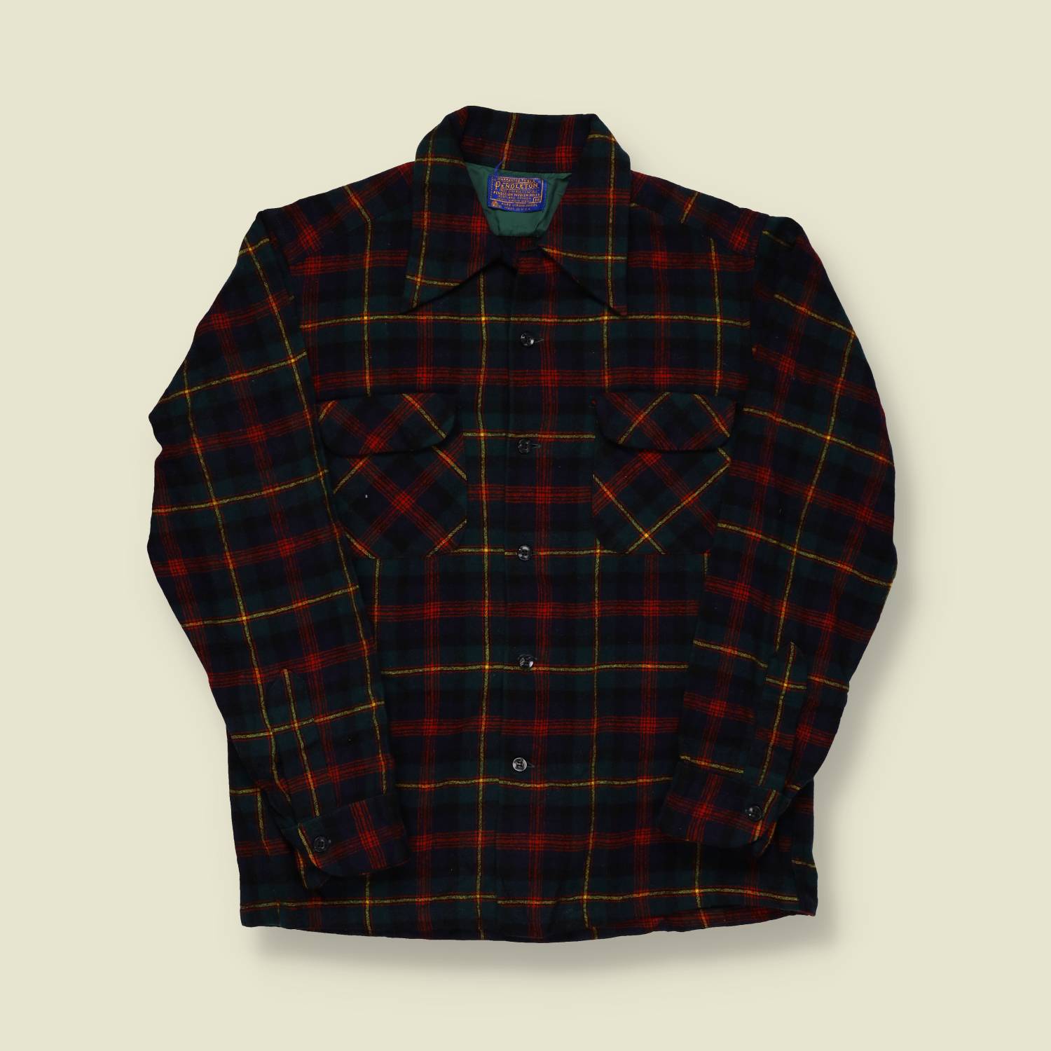 1970s Pendleton Wool Board Shirt (Blackwatch Plaid) - S/M