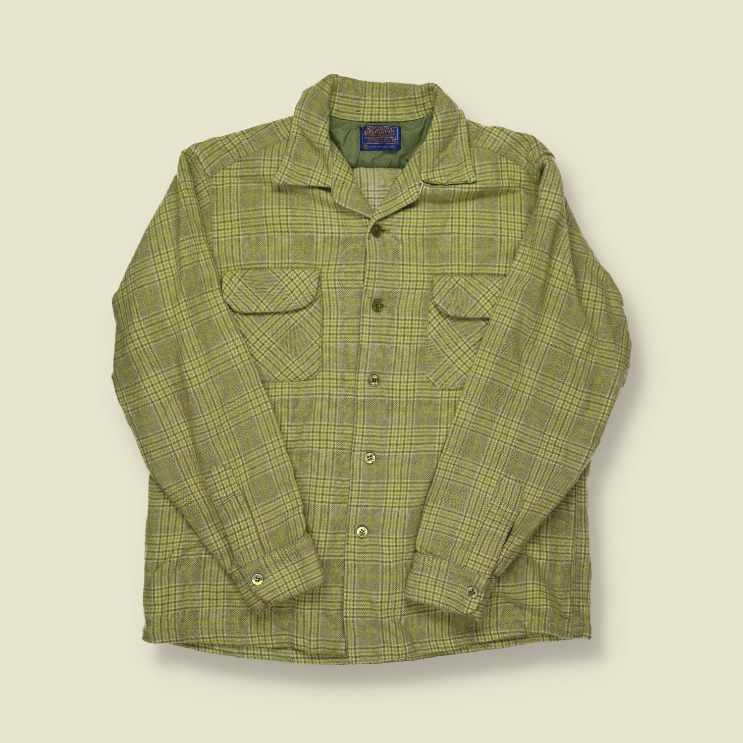 1970s Pendleton Wool Board Shirt (Light Green Plaid) - M