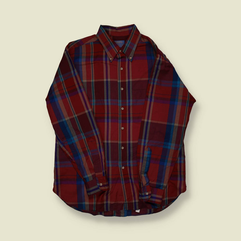 1970s Sir Pendleton Wool Shirt (Red & Blue Plaid) - L