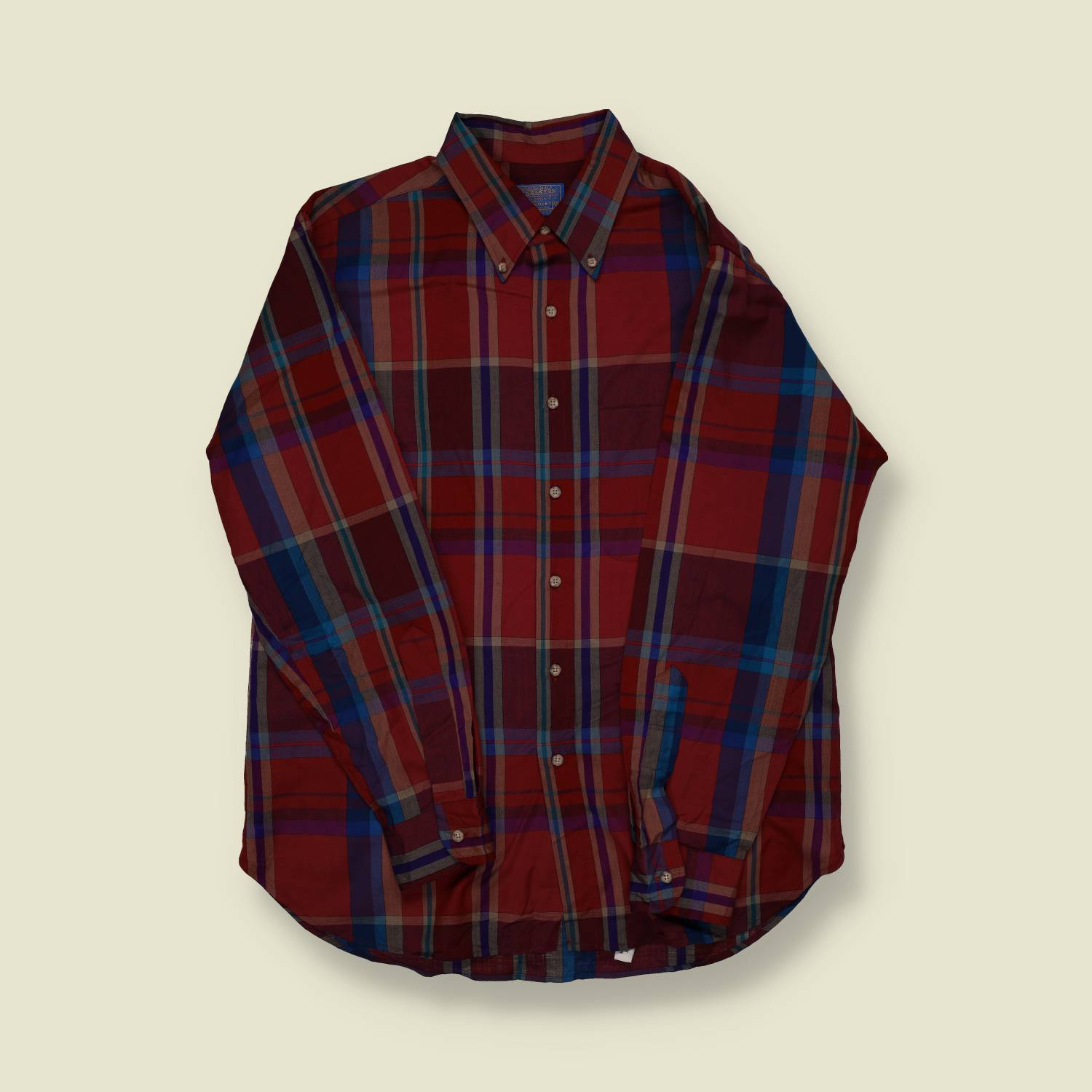 1970s Sir Pendleton Wool Shirt (Red & Blue Plaid) - L
