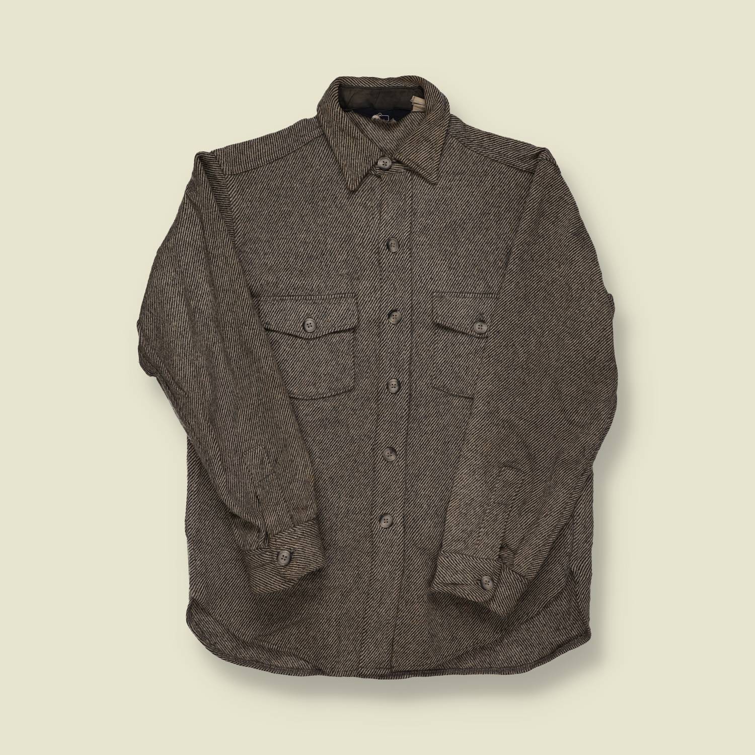 1970s Woolrich Wool Herringbone Overshirt (Dark Grey) - S