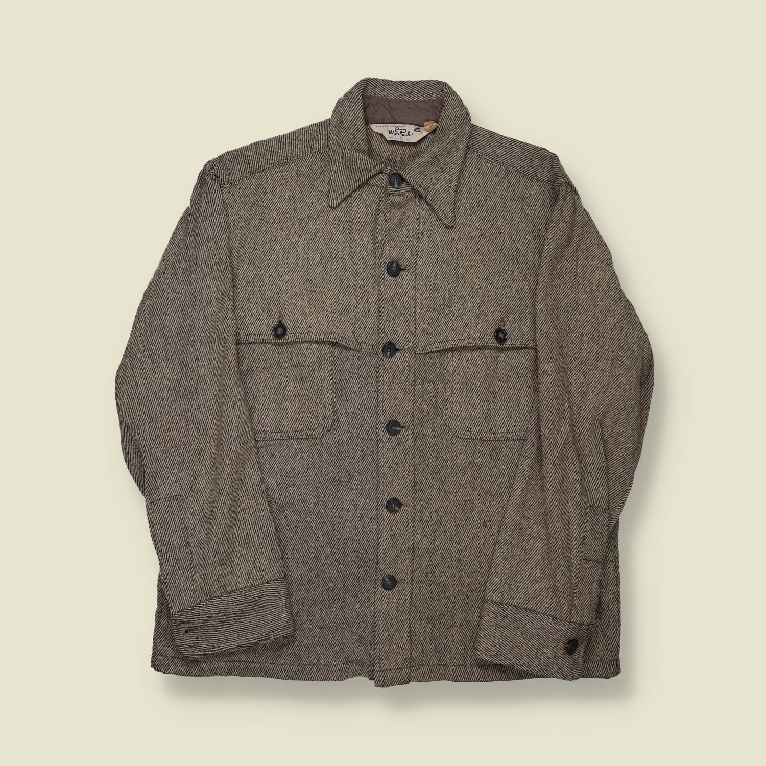 1970s Woolrich Wool Herringbone Overshirt (D-Pocket, Light Grey) - M/L