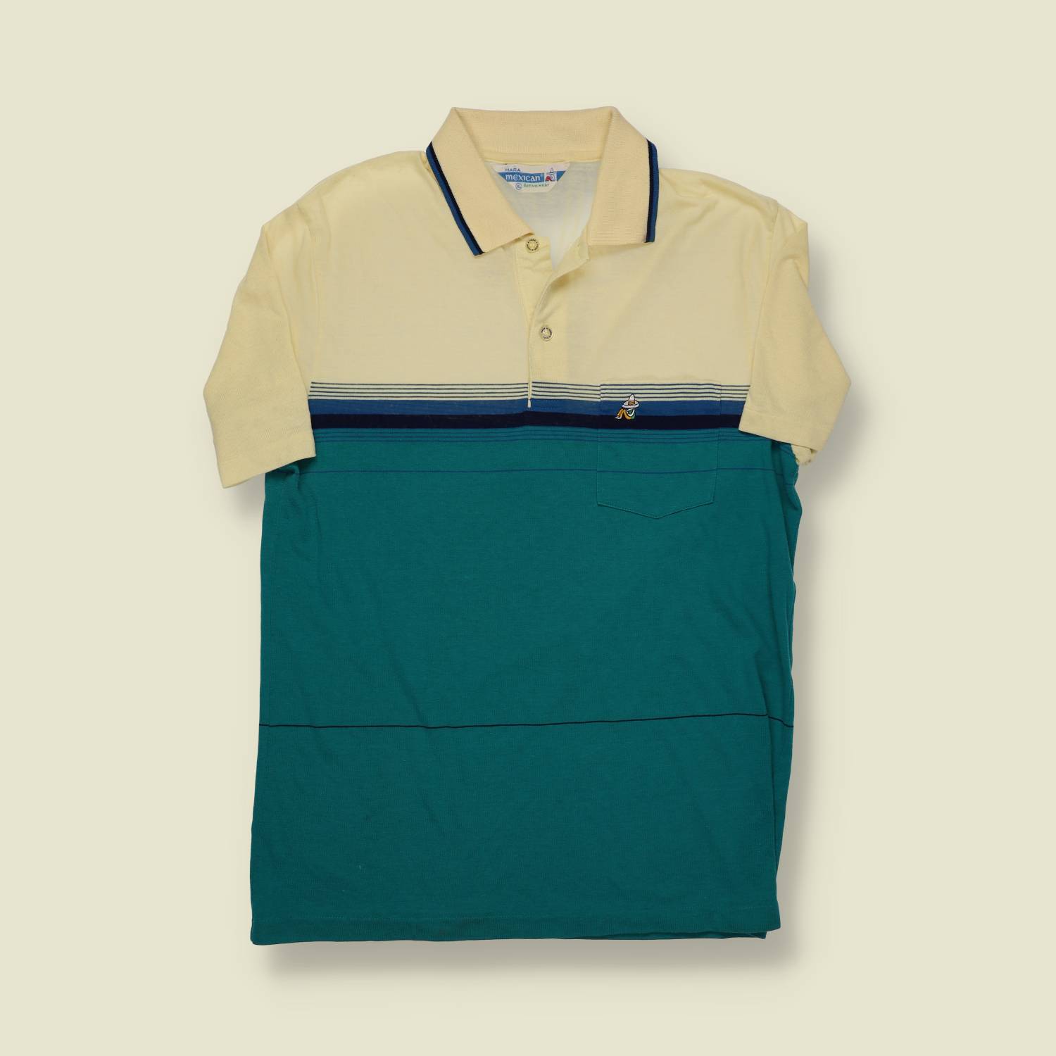 Late 1970s Mexican Knit Polo Shirt (Sombrero Logo) - S